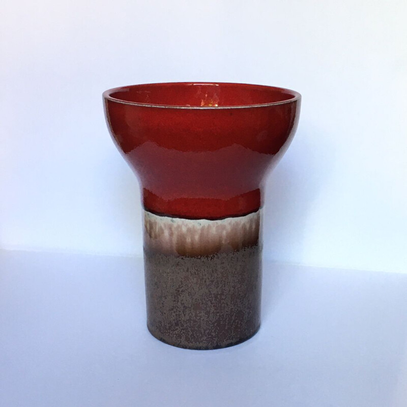 Vintage red ceramic vase 1950