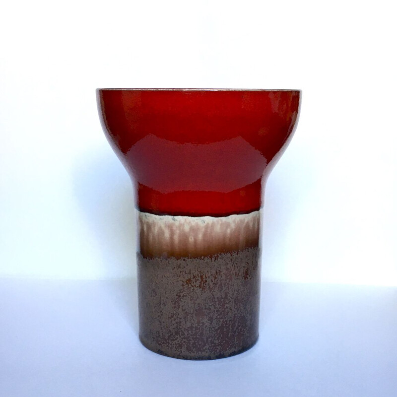 Vintage red ceramic vase 1950