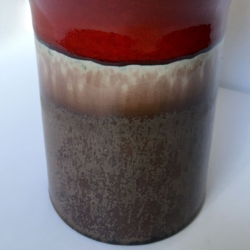Vintage red ceramic vase 1950
