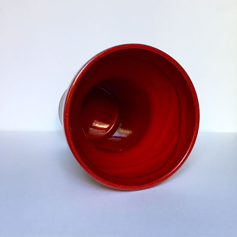 Vase vintage céramique rouge 1950