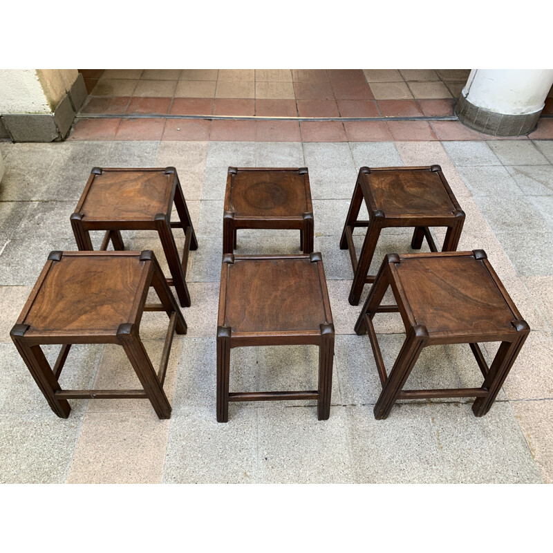Set of 6 vintage stools from the resort of Les Arcs 1970s