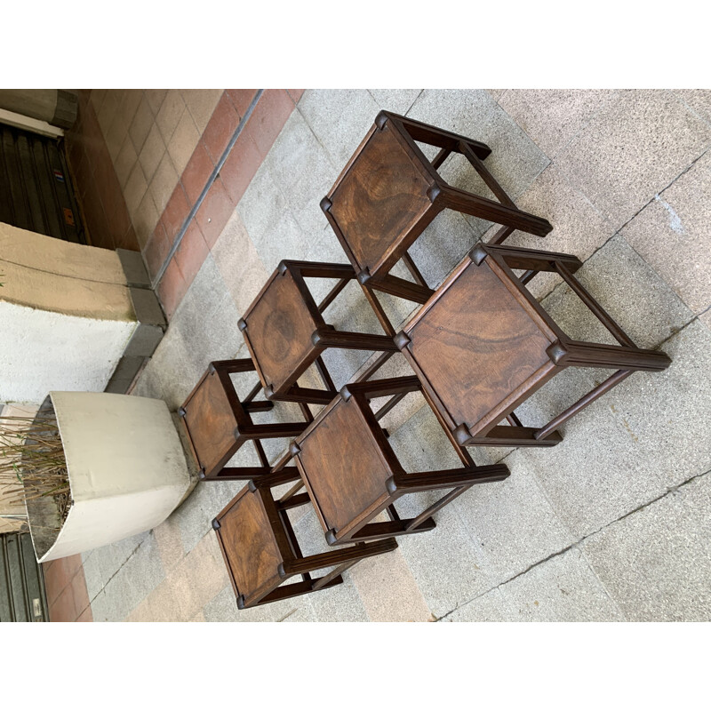 Set of 6 vintage stools from the resort of Les Arcs 1970s