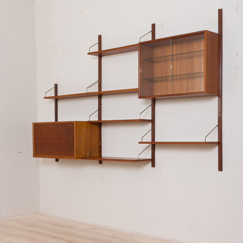 Vintage teak wall unit by Cadovius Denmark 1960s