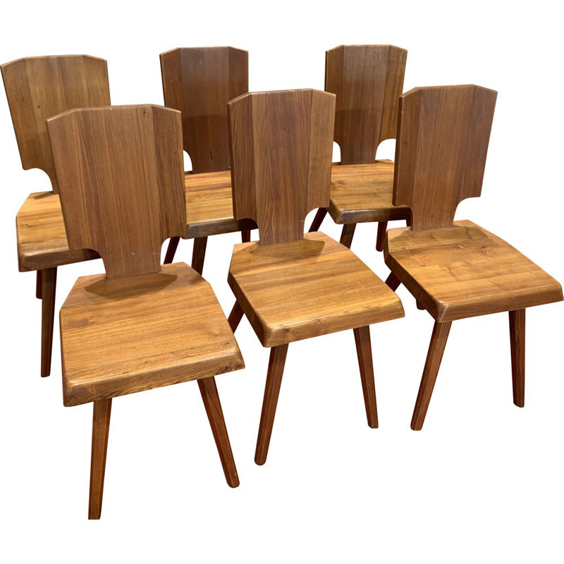 6 Vintage S28 chairs by Pierre Chapo 1960s