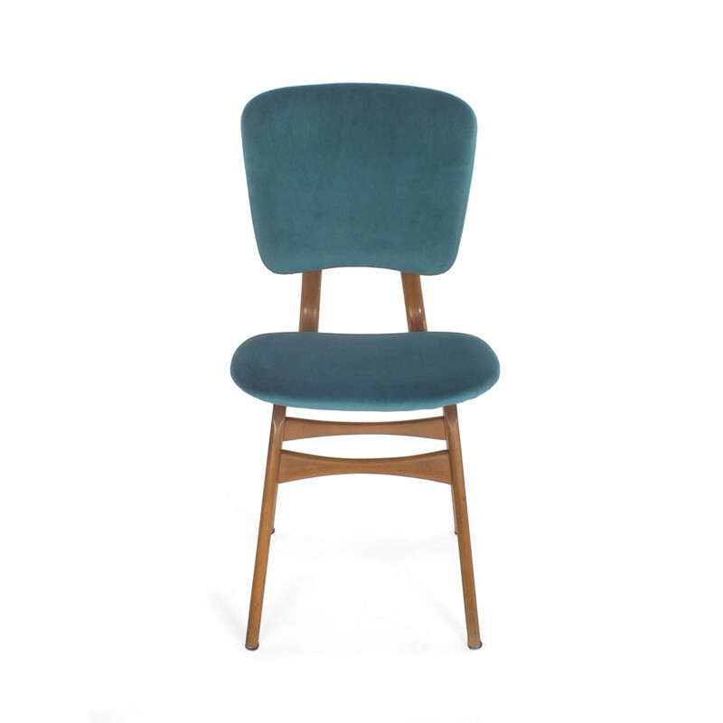 Set of 4 vintage blue dining chairs 1950s
