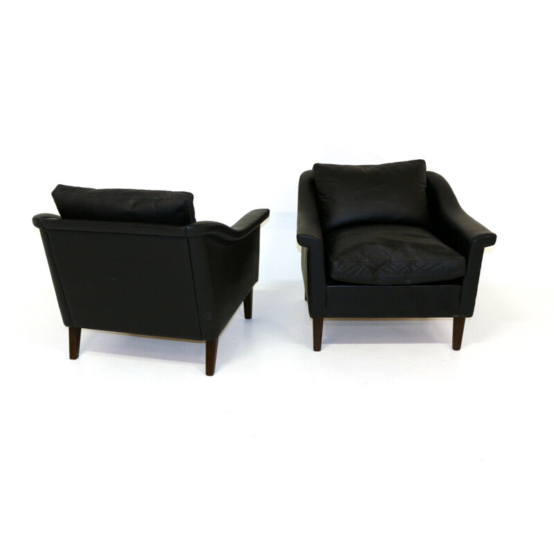 Pair of  vintage scandinavian leather armchairs 1960s