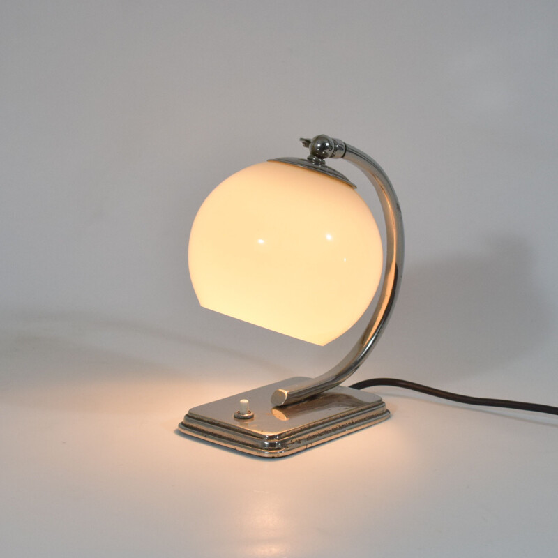 Vintage modernist lamp chrome and glass 1920s