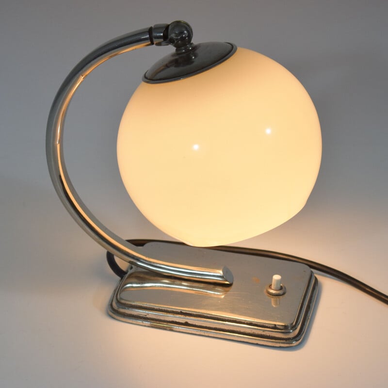 Vintage modernist lamp chrome and glass 1920s