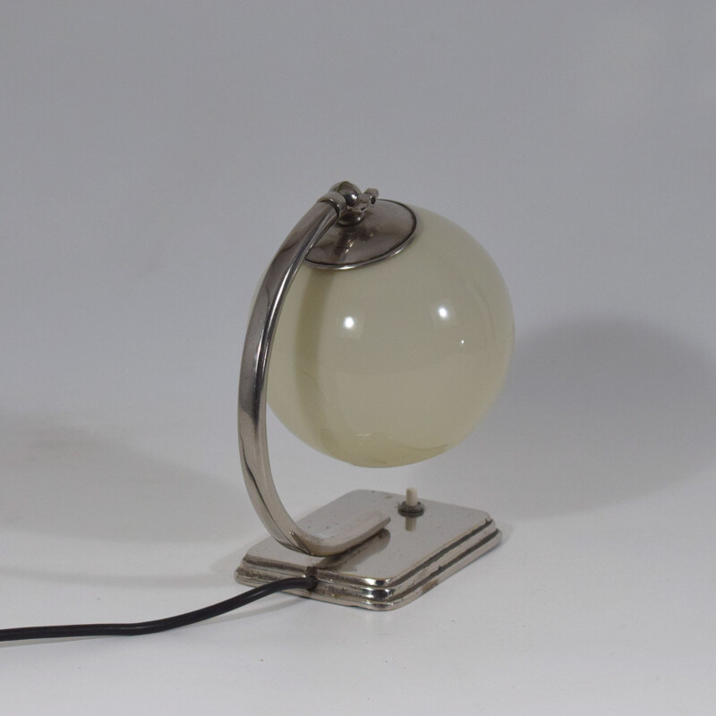 Lampe vintage moderniste chrome et verre 1920