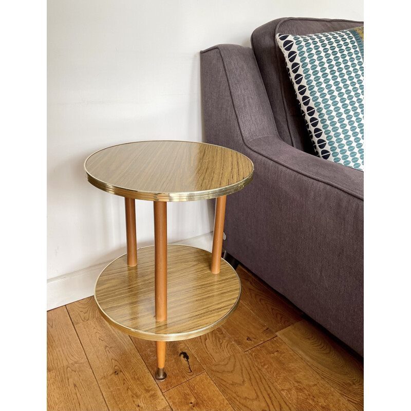 VintageRound  formica side table 1960s