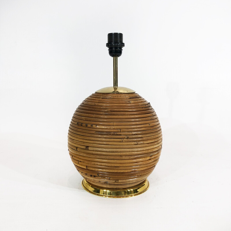 Vintage bamboo table lamp by Gabriella Crespi Italy 1970s