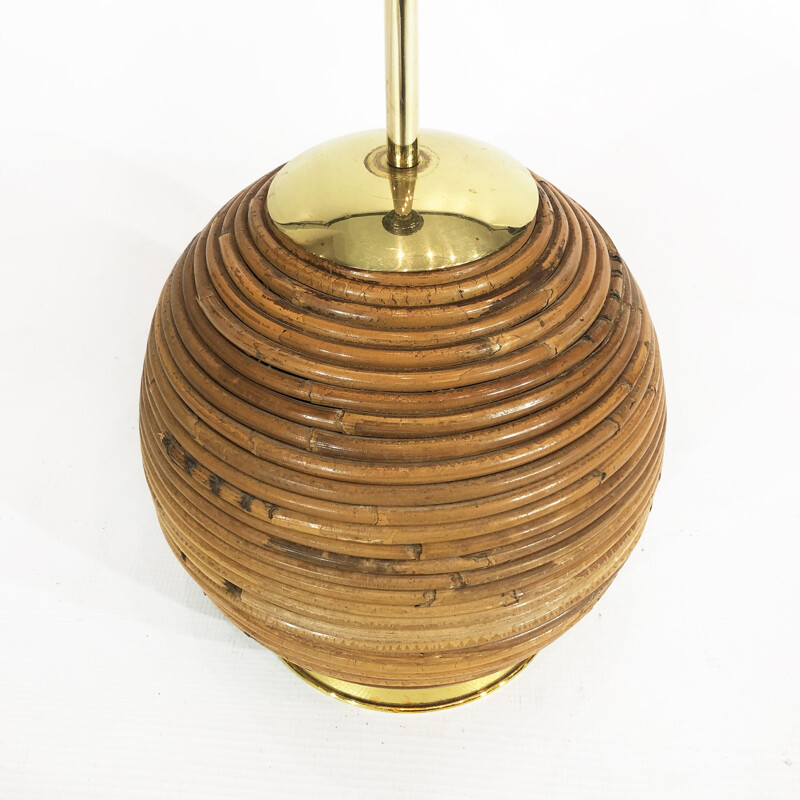 Vintage bamboo table lamp by Gabriella Crespi Italy 1970s