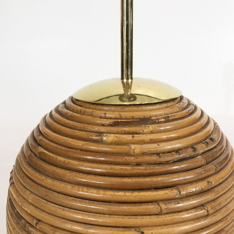 Vintage bamboo table lamp by Gabriella Crespi Italy 1970s