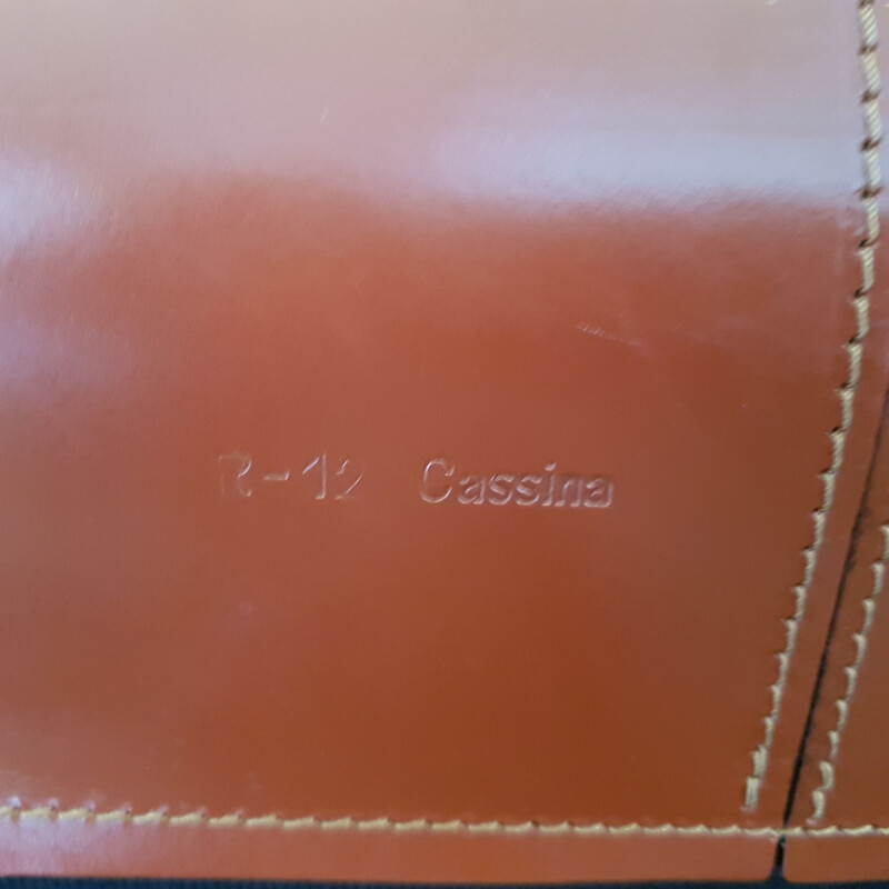 Vintage copper brown leather sofaMario Bellini 1980s