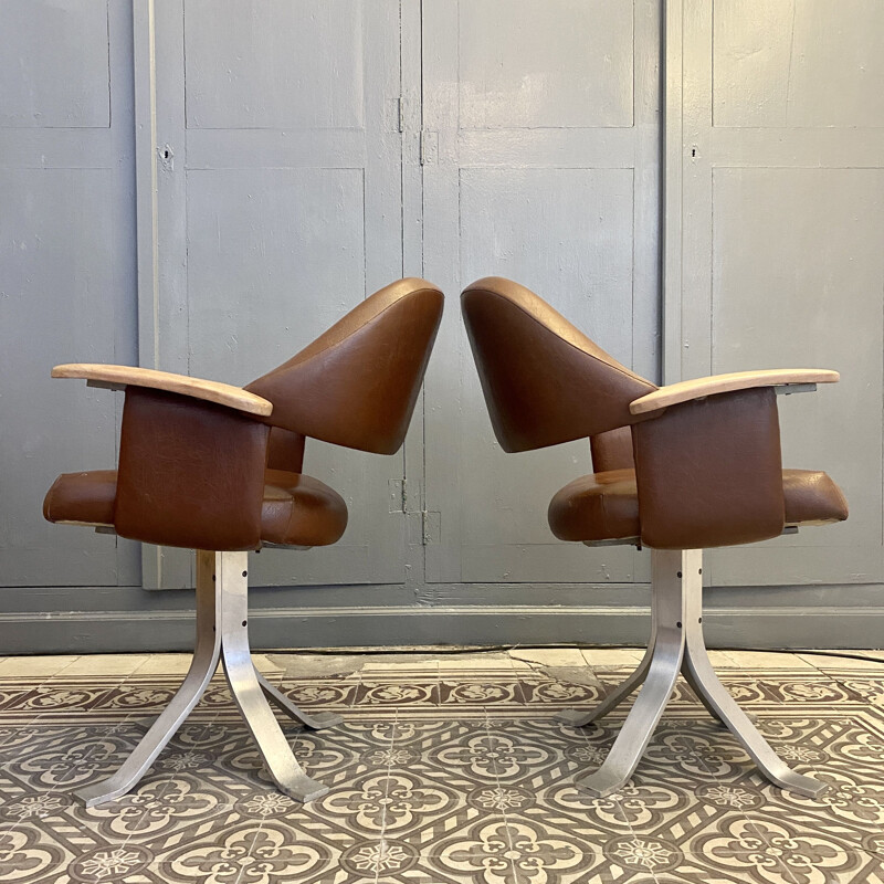 Pair of vintage armchairs with cast aluminium legs 1960s