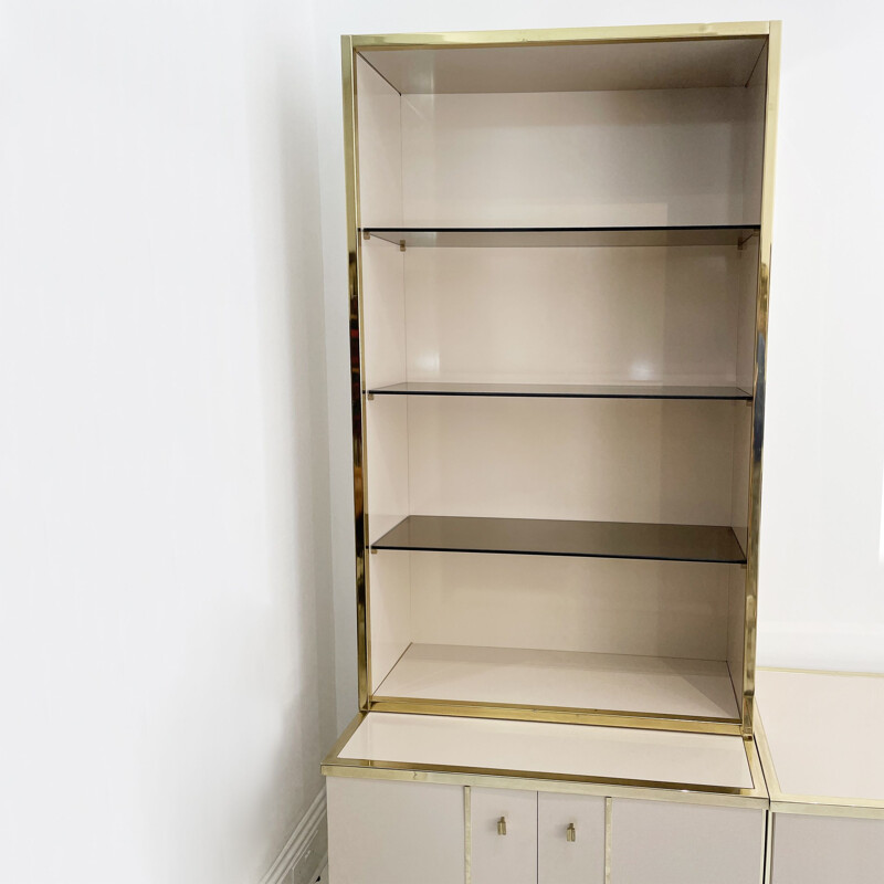 Vintage sideboard with beige and brass cabinet by Renato Zevi 1970