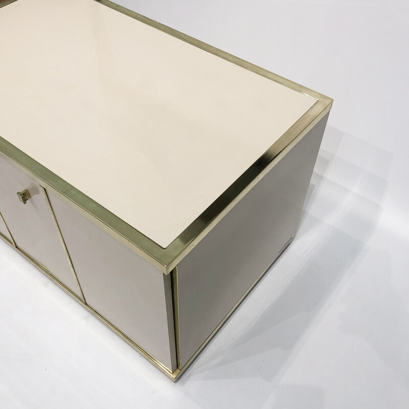 Vintage sideboard with beige and brass cabinet by Renato Zevi 1970