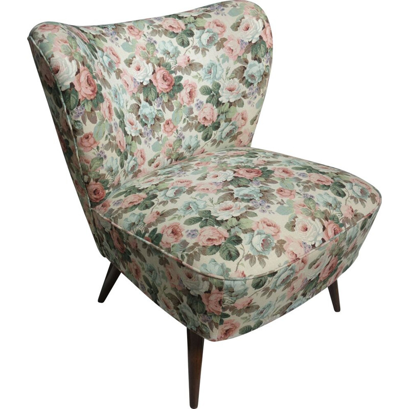 Vintage cocktail chair with flower print 1960s