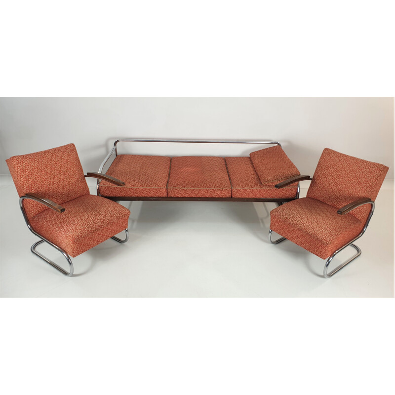 Vintage chromed  armchairs and sofa 1930s