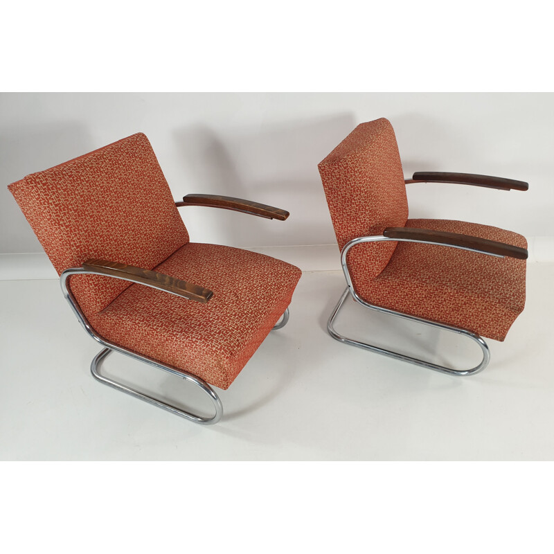 1930 vintage chromen fauteuils en bank