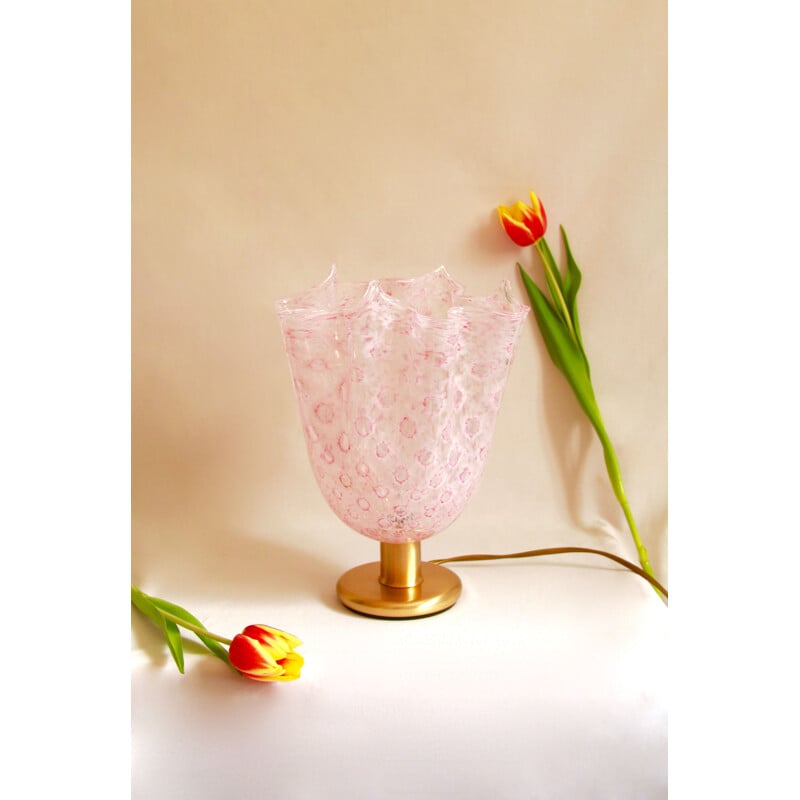 Vintage pink table lamp Italy 1970s