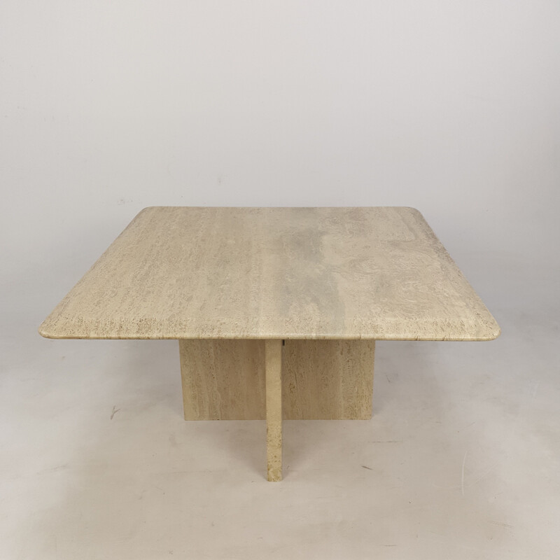 Vintage travertine coffee table Italy 1980s