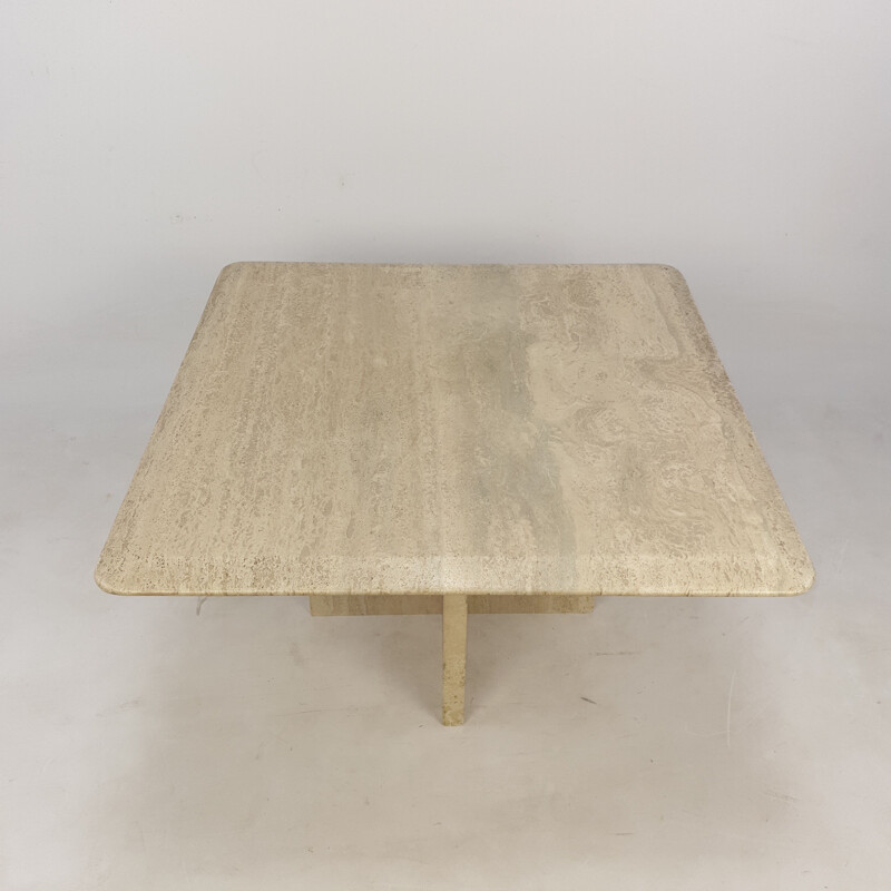 Vintage travertine coffee table Italy 1980s