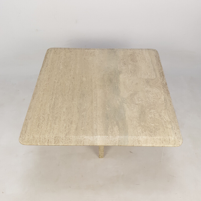 Vintage travertine coffee table Italy 1980s