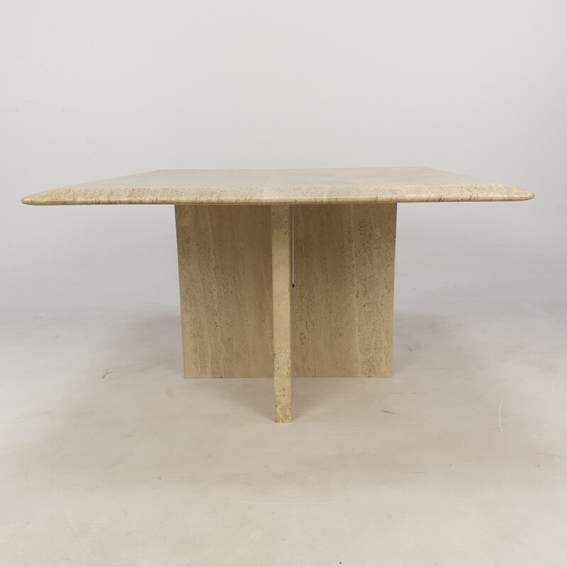 Vintage travertine coffee table Italy 1980s