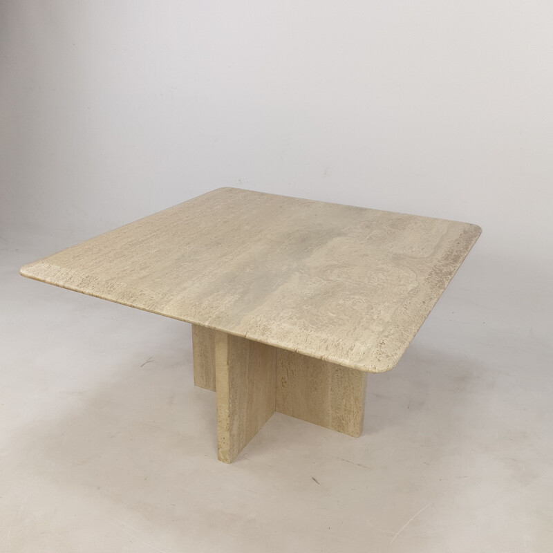 Vintage travertine coffee table Italy 1980s