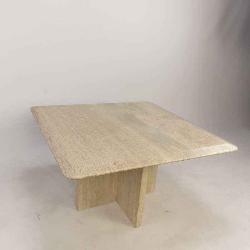 Vintage travertine coffee table Italy 1980s