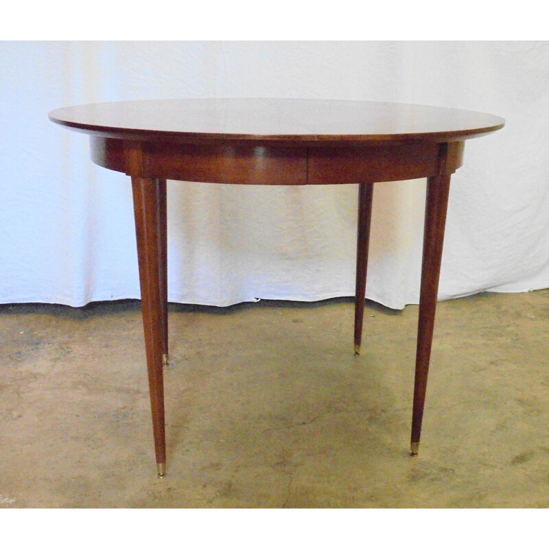 Vintage round mahogany table with 4 extensions 1950s