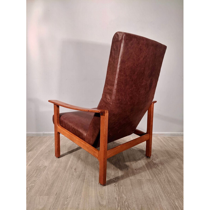 Cadeira de couro e poltrona de teca Vintage por Bröderna Andersson 1960