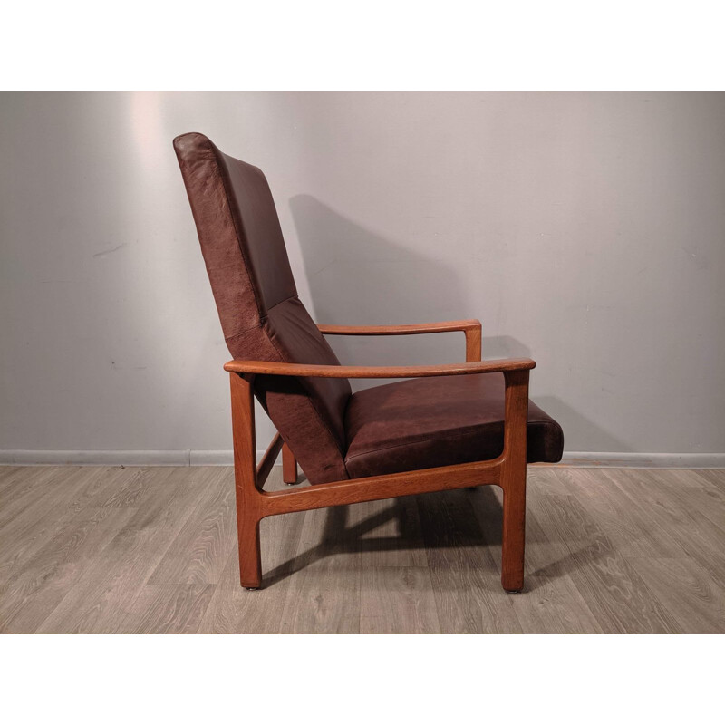 Cadeira de couro e poltrona de teca Vintage por Bröderna Andersson 1960