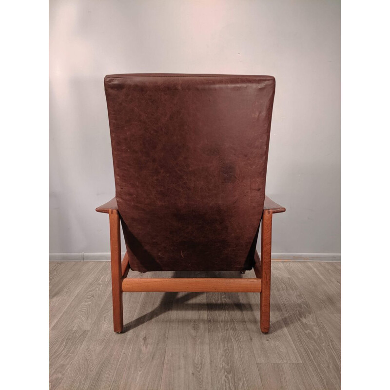 Sillón vintage de cuero y teca de Bröderna Andersson 1960