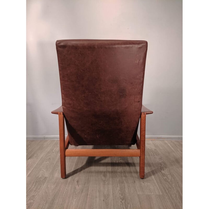 Vintage leather and teak armchair by Bröderna Andersson 1960s