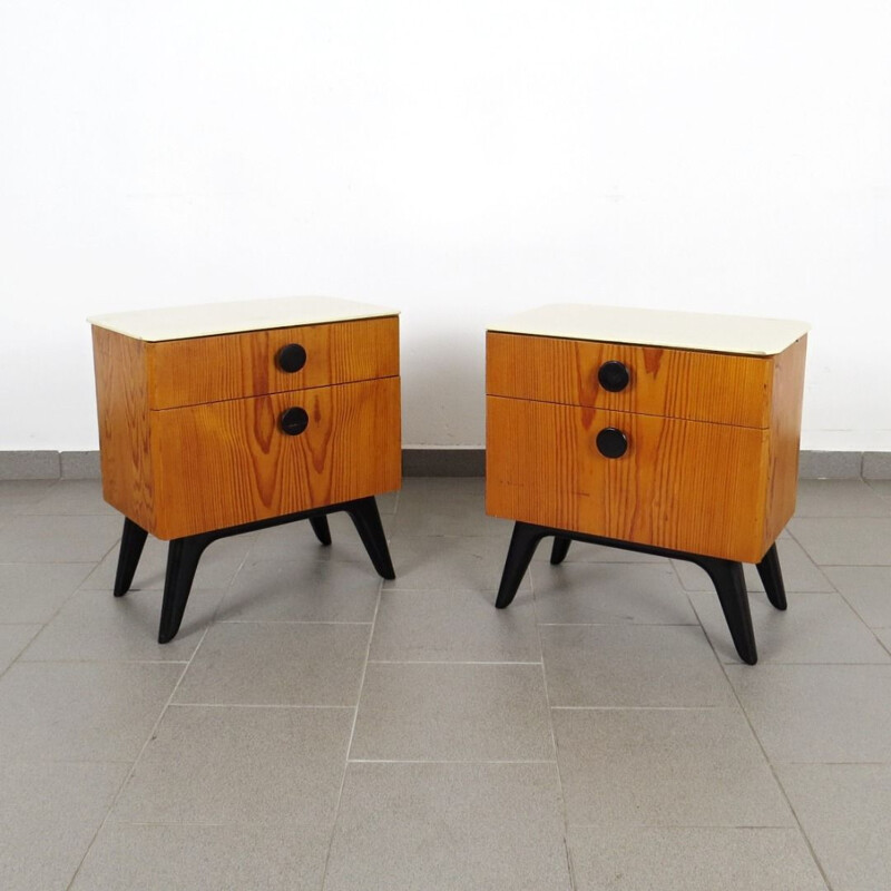Pair of vintage nightstands by Jindřich Halabala