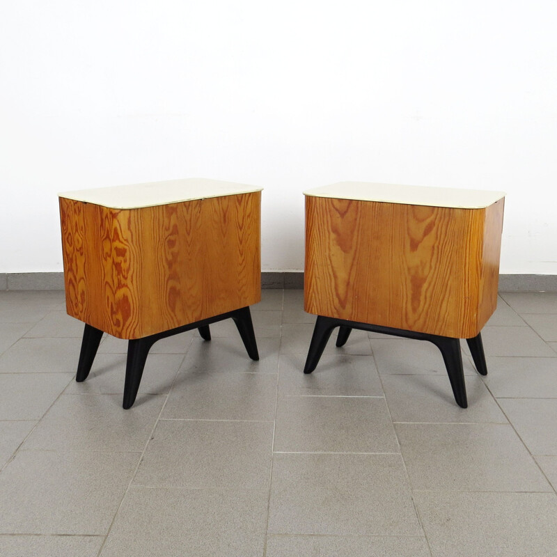 Pair of vintage nightstands by Jindřich Halabala