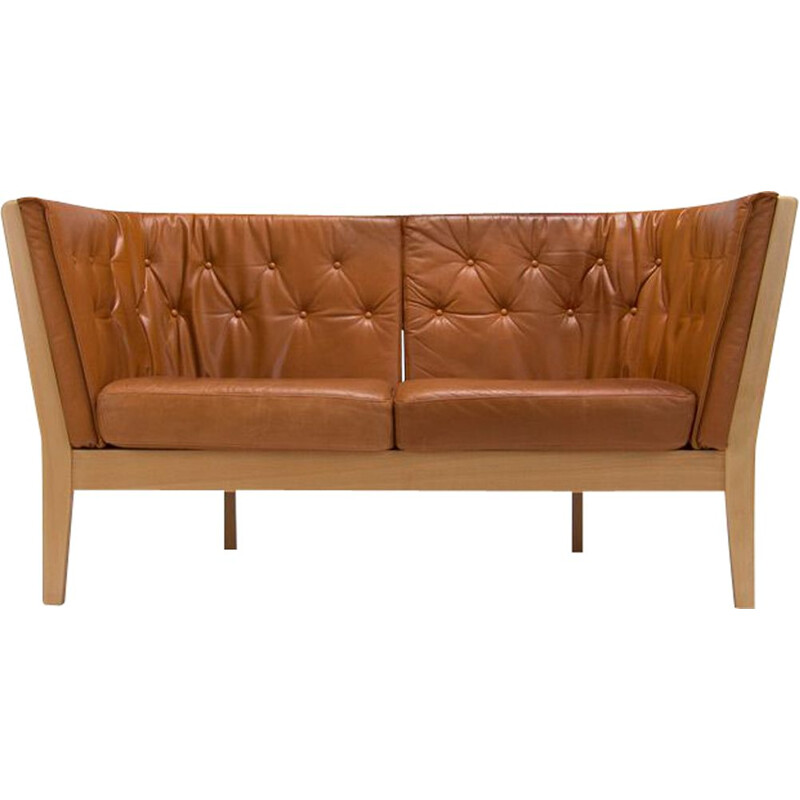 Vintage leather sofa by Stouby Denmark 1970s