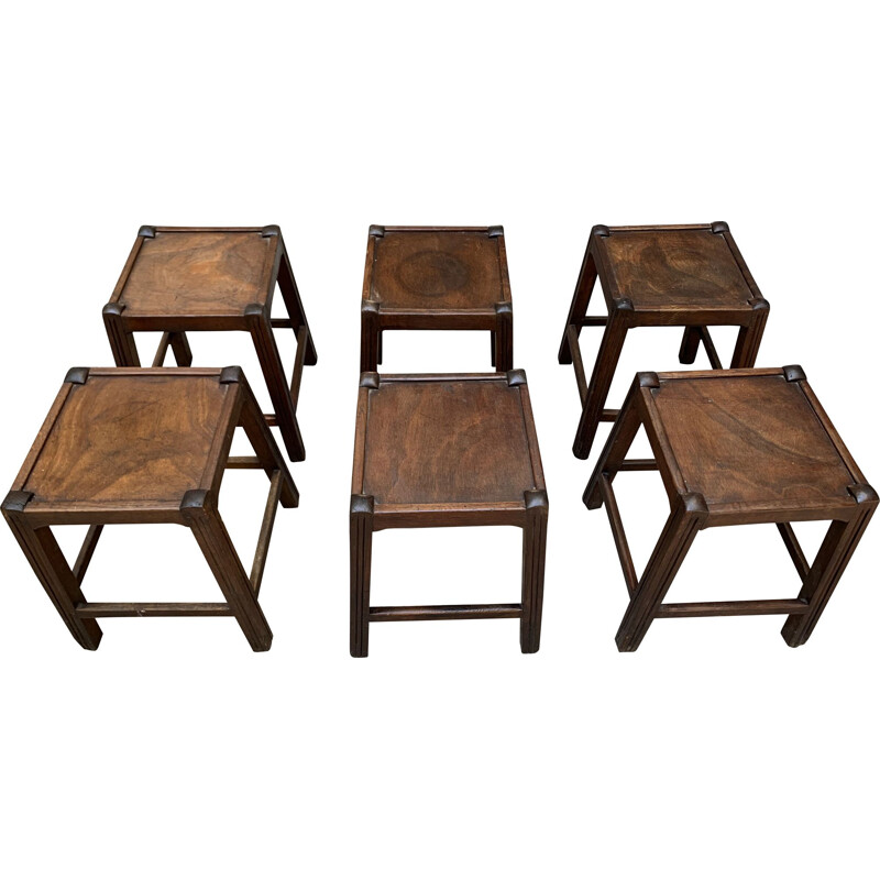Set of 6 vintage stools from the resort of Les Arcs 1970s