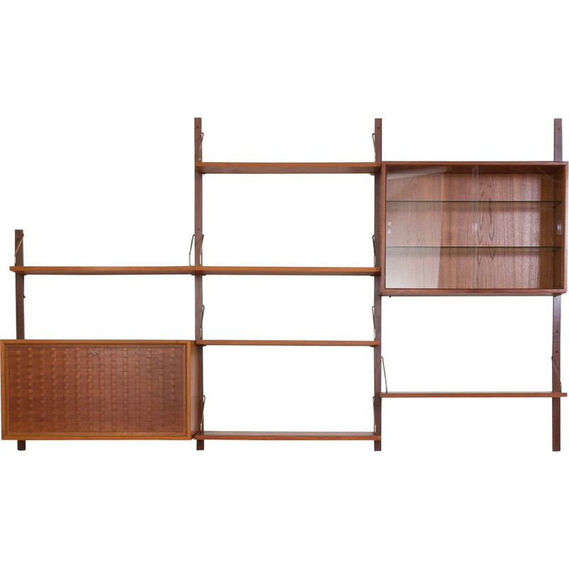 Vintage teak wall unit by Cadovius Denmark 1960s