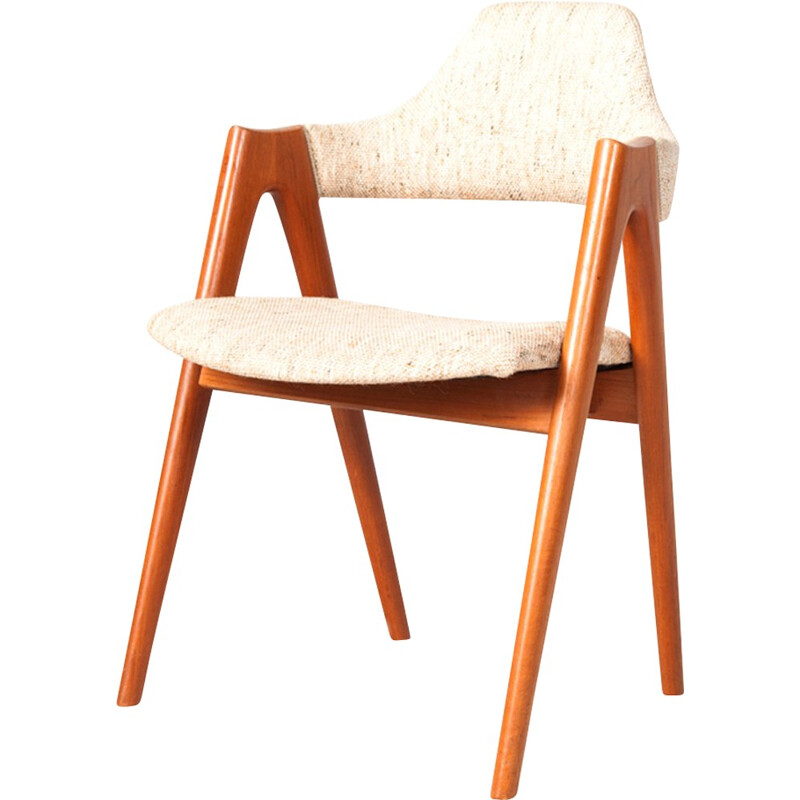 SVA Møbler "Compass" chair in teak and beige fabric, Kai KRISTIANSEN - 1950s