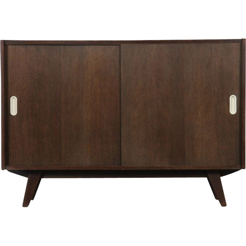 Vintage dark oak chest of drawers by Interier Praha Thèque 1960s