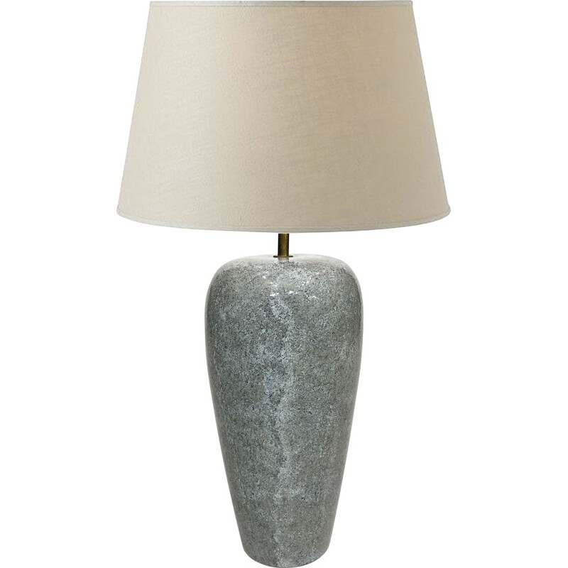 Ceramic table lamp with granite effect blue green vintage Italy 1989s