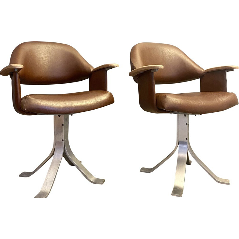 Pair of vintage armchairs with cast aluminium legs 1960s