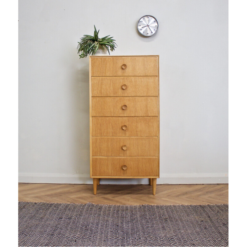 Vintage oak chest of drawers from Meredew United Kingdom 1960s