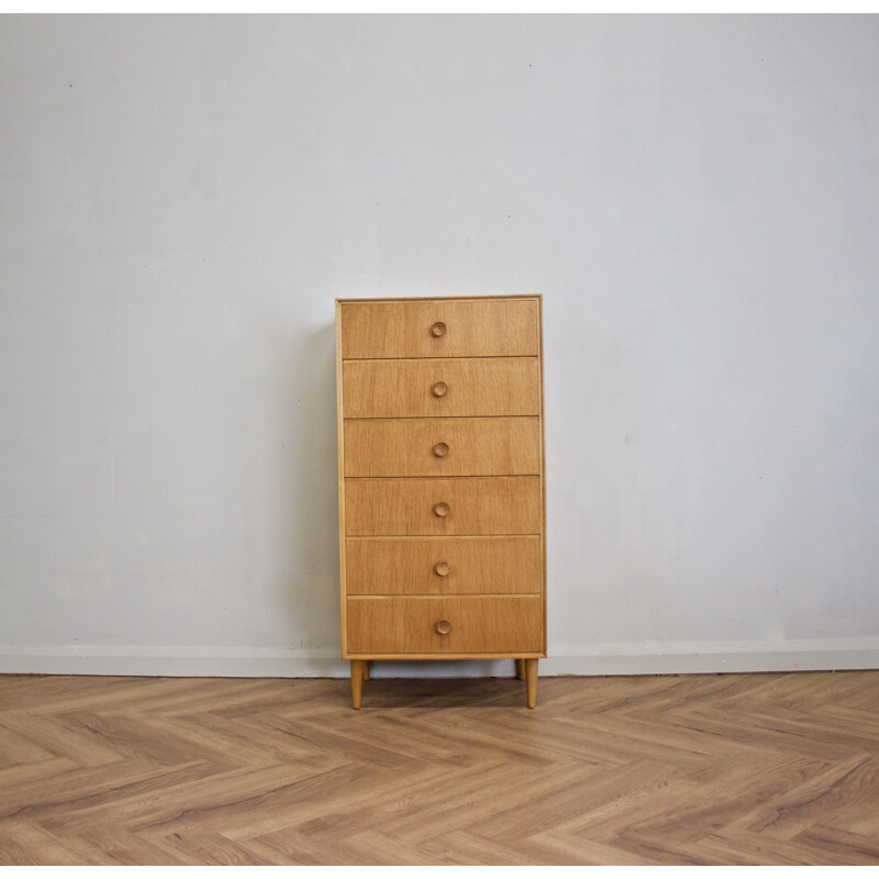 Vintage oak chest of drawers from Meredew United Kingdom 1960s