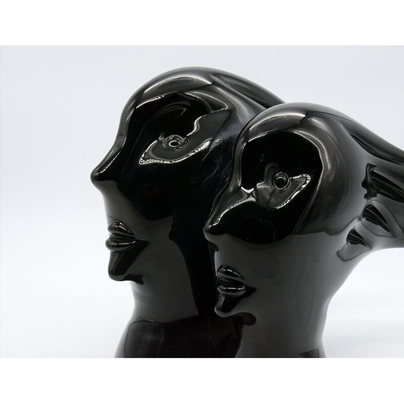 Vintage sculpture in solid black glass by Sergio Rossi-Murano 1970s