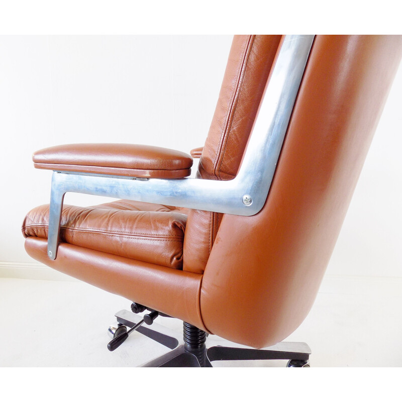 Vintage leather office chair by Ring Mekanikk 1960s