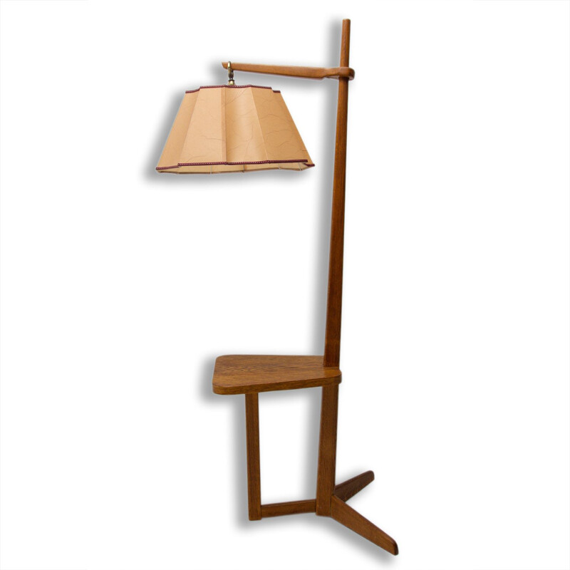 Vintage wooden floor lamp for Krasna Jizba, Czechoslovakia 1950